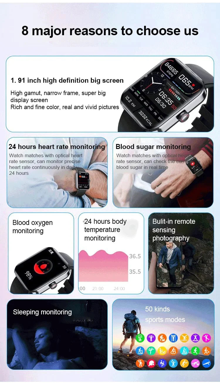 Bluetooth Fashion Smart Watch|Heartbeat ,B.P Monitoring